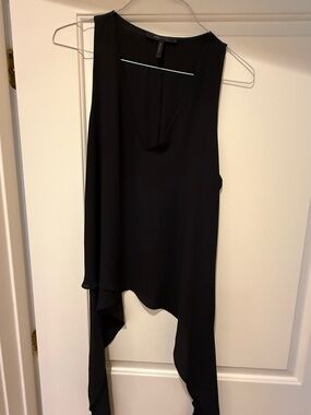 BCBGMaxAzria Black Asymmetric Draped Tank Top